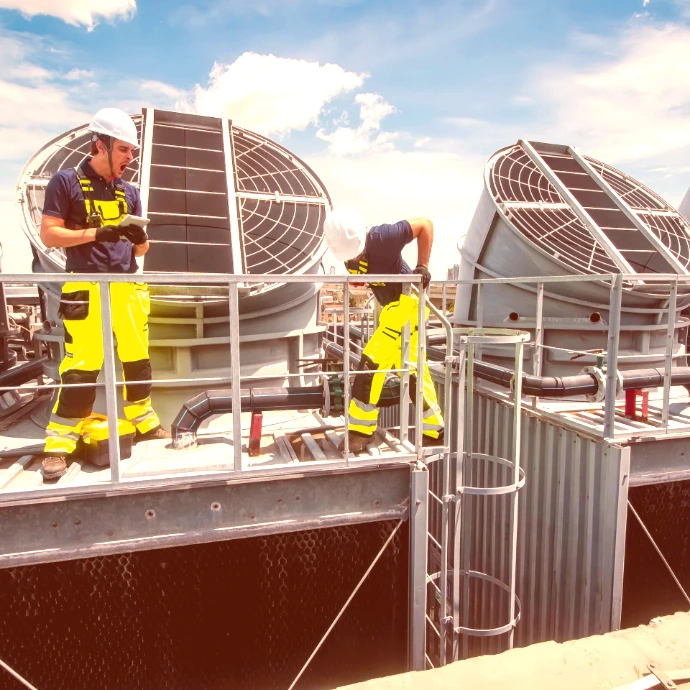 Mechanical, electrical, and plumbing systems being installed in a commercial construction project, highlighting integrated building infrastructure.
